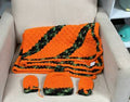 DEE's CREATIONS Orange w/ Camo Crochet Blanket