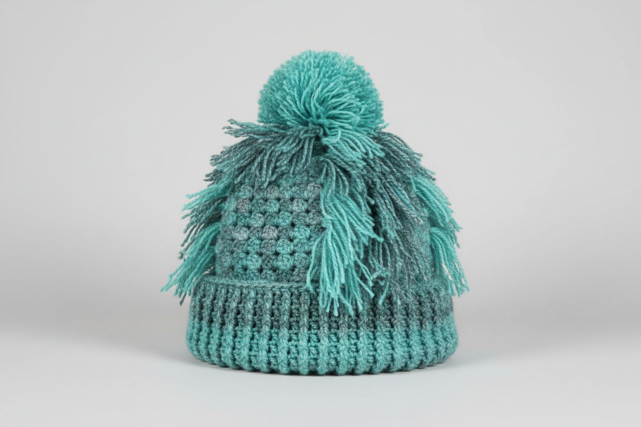 DEE's CREATIONS Turquoise Crochet Winter Hat