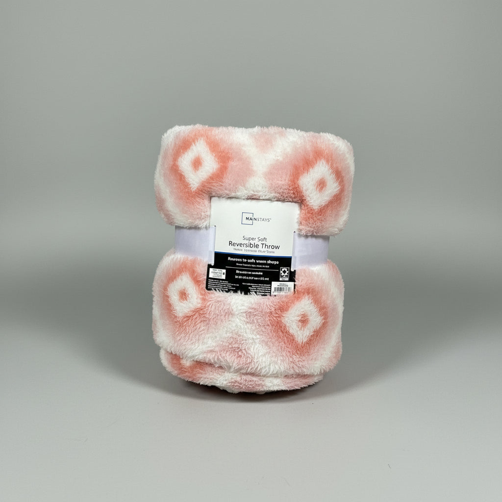 MAINSTAYS Reversable Throw Blanket Pink