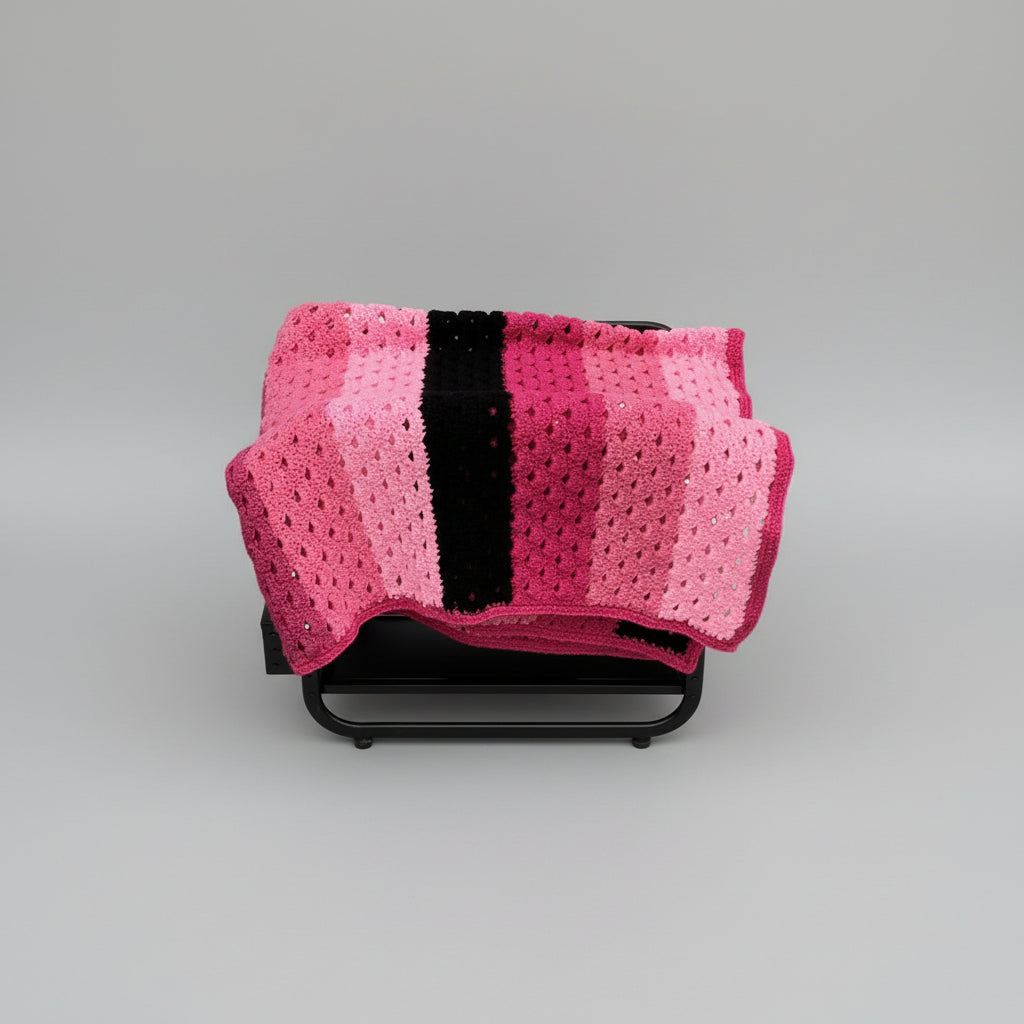 BLACK and PINK Crochet Blanket